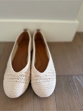 Lucky Brand Cream Crochet Ballet Flats